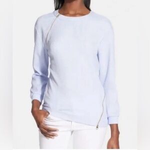Ted Baker Abony Zip Textured Knit Light Blue Sweater Top size 2